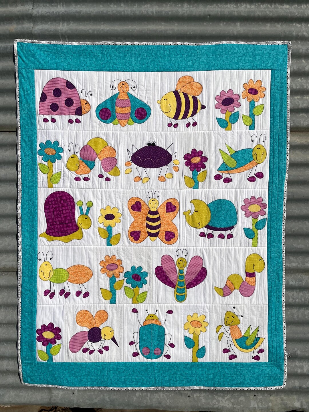 Bugs & Blooms Applique Quilt Pattern Pdf—bold, Easy Design, Instant ...