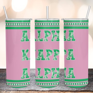 AKA Sublimation Designs Downloads-Alpha Kappa Alpha-Skinny Straight Tumbler 20oz Design-PNG Commercial Use