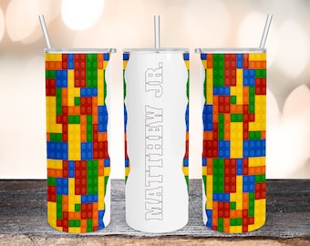 20 OZ Building Blocks Kids Tumbler Design - Straight Sublimation Wrap Design - PNG Commercial Use