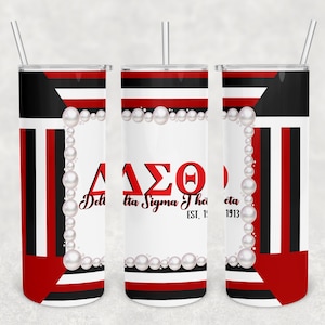 Delta Sigma Theta Sublimation Designs Downloads-Delta Sigma Theta-Skinny Straight Tumbler 20oz Design-PNG Commercial Use