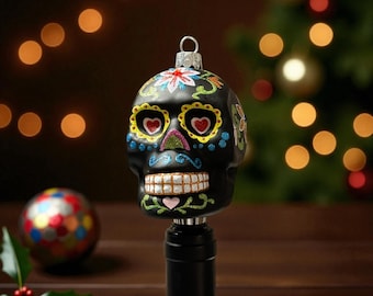 Día de los Muertos Skull Ornament Wine Bottle Stopper, Day of the Dead