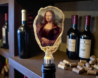 Mona Lisa Oyster Shell Wine Bottle Stopper, Leonardo da Vinci