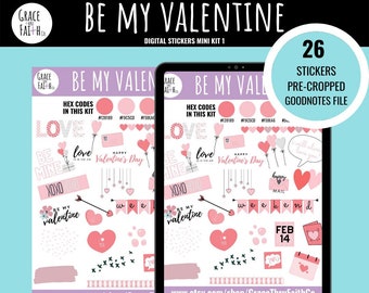 Valentines Day Digital Planner Stickers | Pre-Cropped Stickers | Goodnotes File | Individual PNG Images | iPad Planner