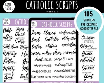 Catholic Digital Planner Stickers | Pre-Cropped Stickers | Goodnotes File | Individual PNG Images | iPad Planning