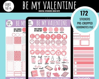 Valentines Day Digital Planner Stickers | Pre-Cropped Stickers | Goodnotes File | Individual PNG Images | iPad Planner
