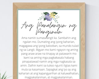 The Lord's Prayer Tagalog 8x10 Printable Wall Art 5x7 Religious Home Decor Christian Prayer Digital Print 11x14