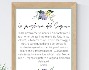 The Lord's Prayer Italian 8x10 Printable Wall Art 5x7 Religious Home Decor Christian Prayer Digital Print 11x14