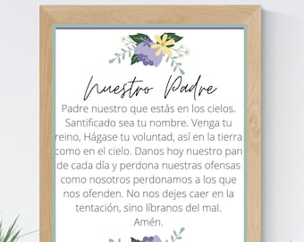 Our Father Catholic Spanish 8x10 Printable Wall Art 5x7 Religious Home Decor Christian Prayer Digital Print 11x14