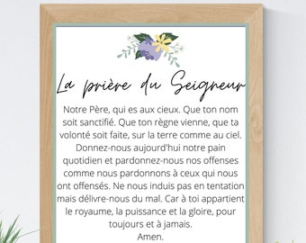 The Lord's Prayer French 8x10 Printable Wall Art 5x7 Religious Home Decor Christian Prayer Digital Print 11x14