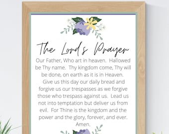 The Lord's Prayer English 8x10 Printable Wall Art 5x7 Religious Home Decor Christian Prayer Digital Print 11x14