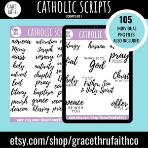 Catholic Digital Planner Stickers Pre-Cropped Stickers Goodnotes File Individual PNG Images iPad Planning image 2