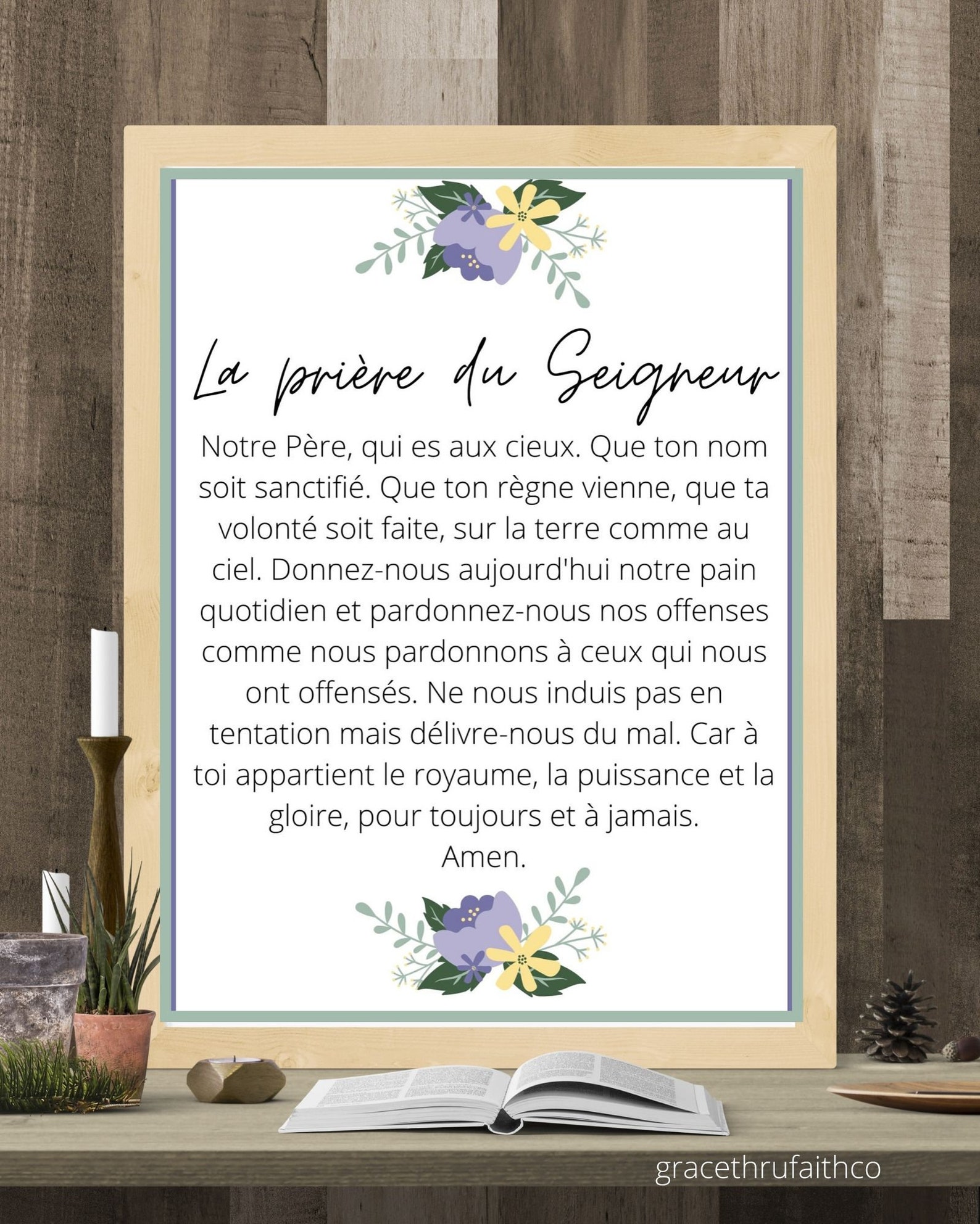 Buy The Lord's Prayer French 8x10 Printable Wall Art 5x7 Religious Home