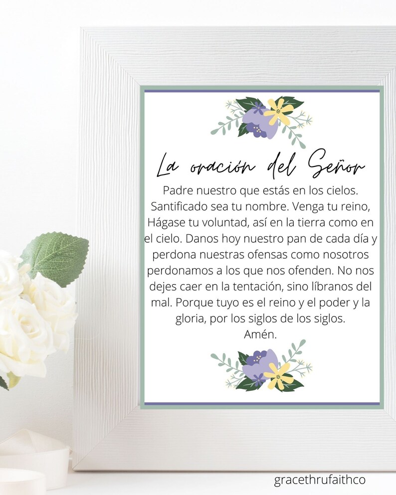 The Lord's Prayer Spanish 8x10 Printable Wall Art 5x7 Religious Home ...