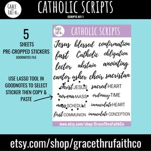 Catholic Digital Planner Stickers Pre-Cropped Stickers Goodnotes File Individual PNG Images iPad Planning image 3