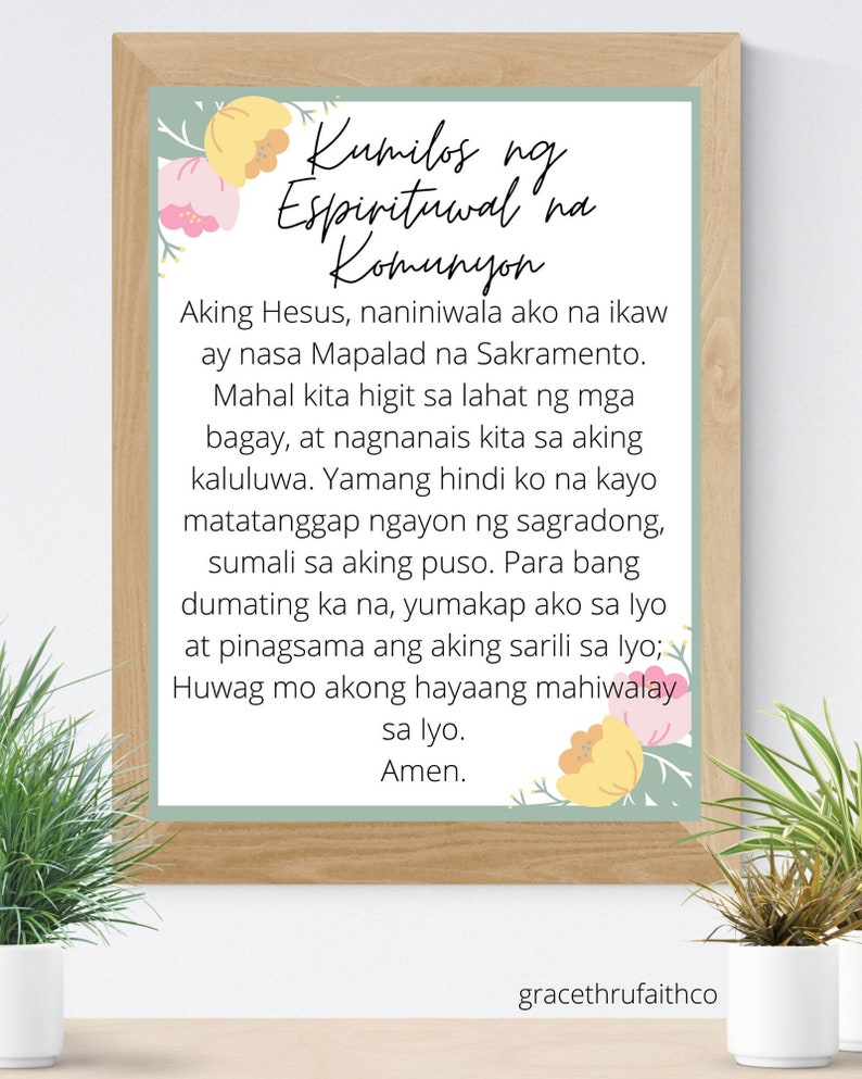 Act of Spiritual Communion Tagalog Filipino 8x10 Printable Wall Art 5x7