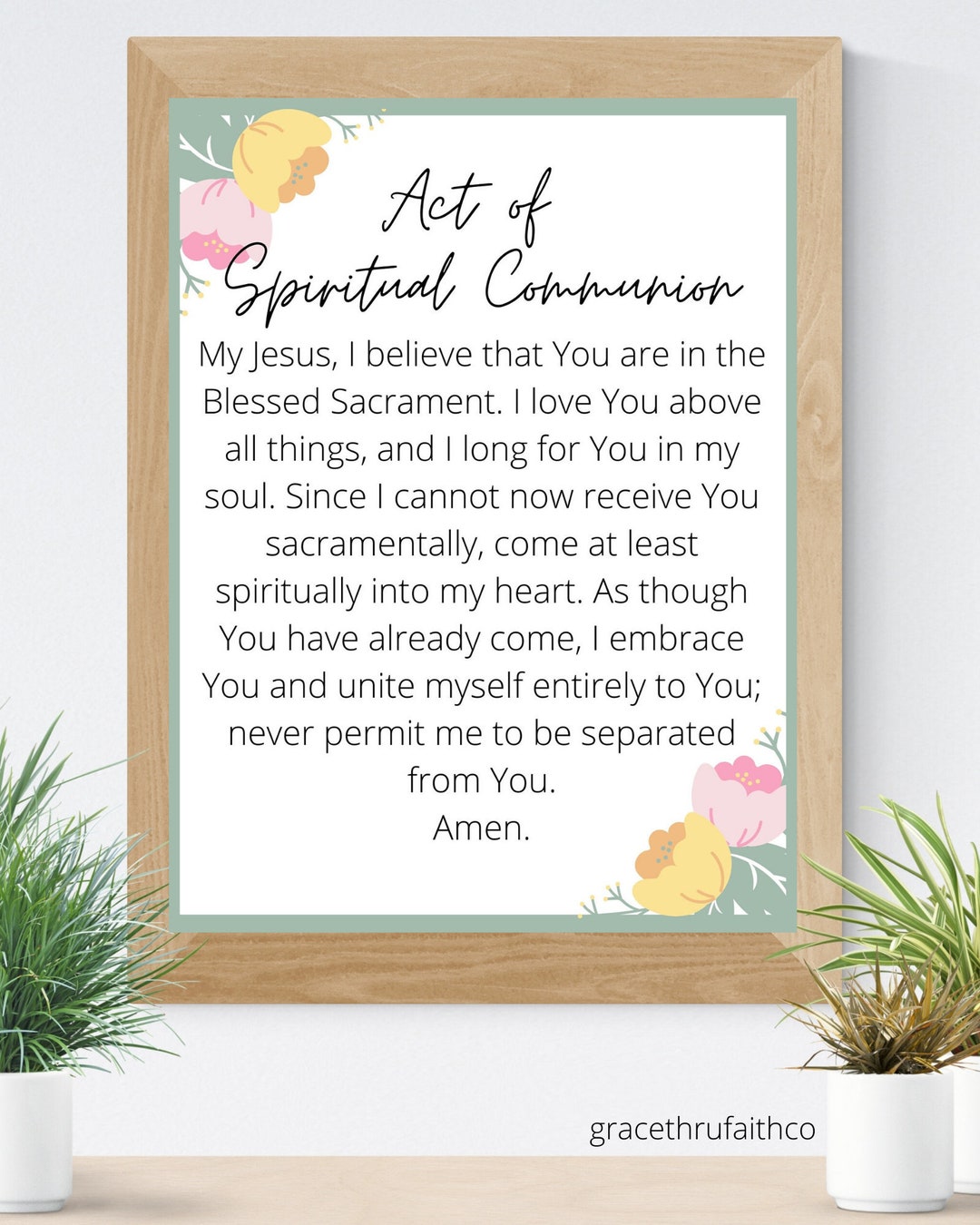 Act of Spiritual Communion English 8x10 Printable Wall Art 5x7 Catholic ...