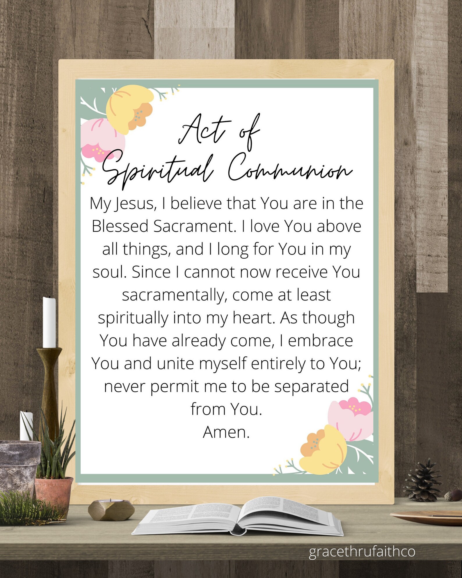 Act of Spiritual Communion English 8x10 Printable Wall Art 5x7 Catholic