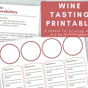 Printable Mat for Wine Tasting, Party Hosting