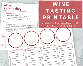 Printable Mat for Wine Tasting, Party Hosting
