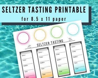 Seltzer Tasting Printable Scorecard, Tasting game for parties