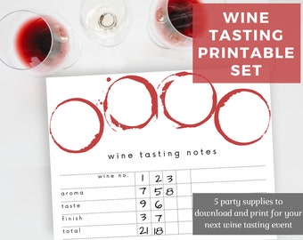 Printable Set for Wine Tasting, with Wine Score Card