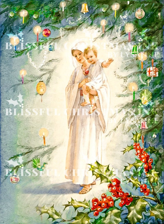 Mary and Jesus Christmas Card Set Catholic Cards Religious