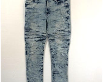 Jeans Southpole skinny délavé à l'acide vintage des années 90 pour hommes 36 x 30