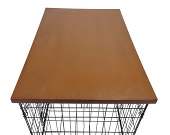 Wood Dog Crate Topper: Medium Brown MDF Kennel Cover