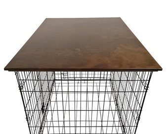Classic Edge Wood Dog Crate Topper: Medium Brown Kennel Cover, Pet-Safe Finish