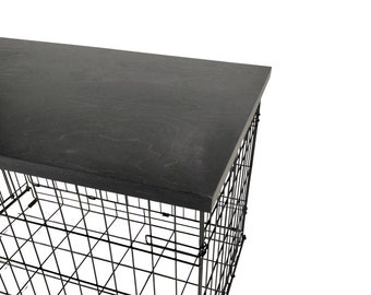 Ebony Wood Dog Crate Topper: Modern Pet Kennel Cover, Space Saving Furniture