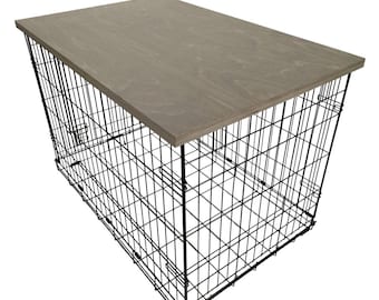 Wood Dog Crate Topper: Pewter Stain, Space Saving End Table