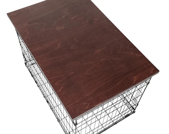 Mahogany Wood Dog Crate Topper: Pet-Safe Kennel Cover
