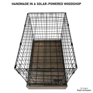 View of Modern Edge Wood Dog Crate Base, Walnut Stain, Safety Lip Secure Fit ...
