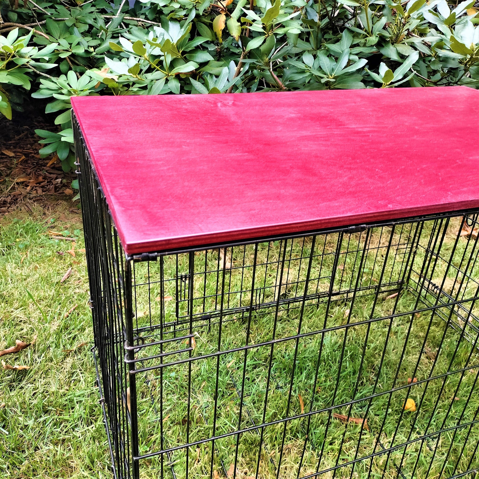 Simple and Stylish Wood Dog Crate Topper, Many Stain Options- Secure ...