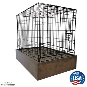 Modern Edge Wood Dog Crate Base, Walnut Stain, Safety Lip Secure Fit ... - Live Edge Dog Crate For Hot Summer
