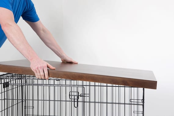 Dog Crate Topper: Pet-Safe Wood End Table - Stylish Kennel Cover - Tall Modern Edge
