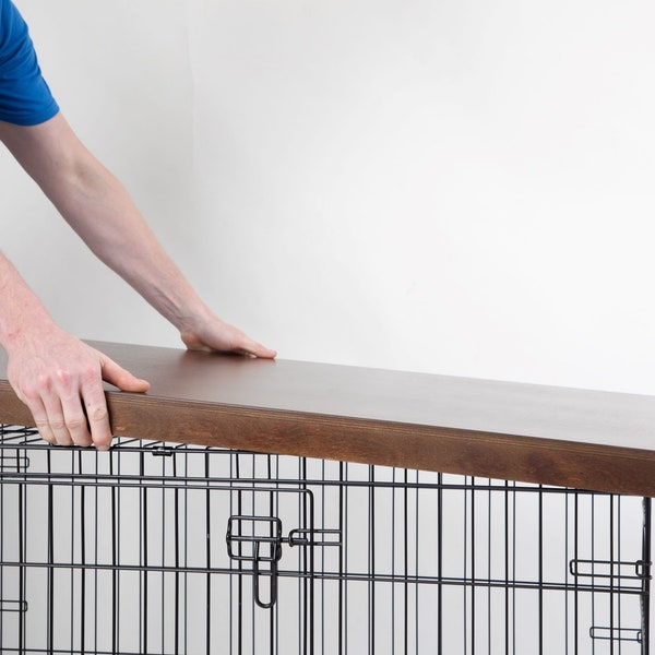 Dog Crate Topper: Pet-Safe Wood End Table - Stylish Kennel Cover - Tall Modern Edge