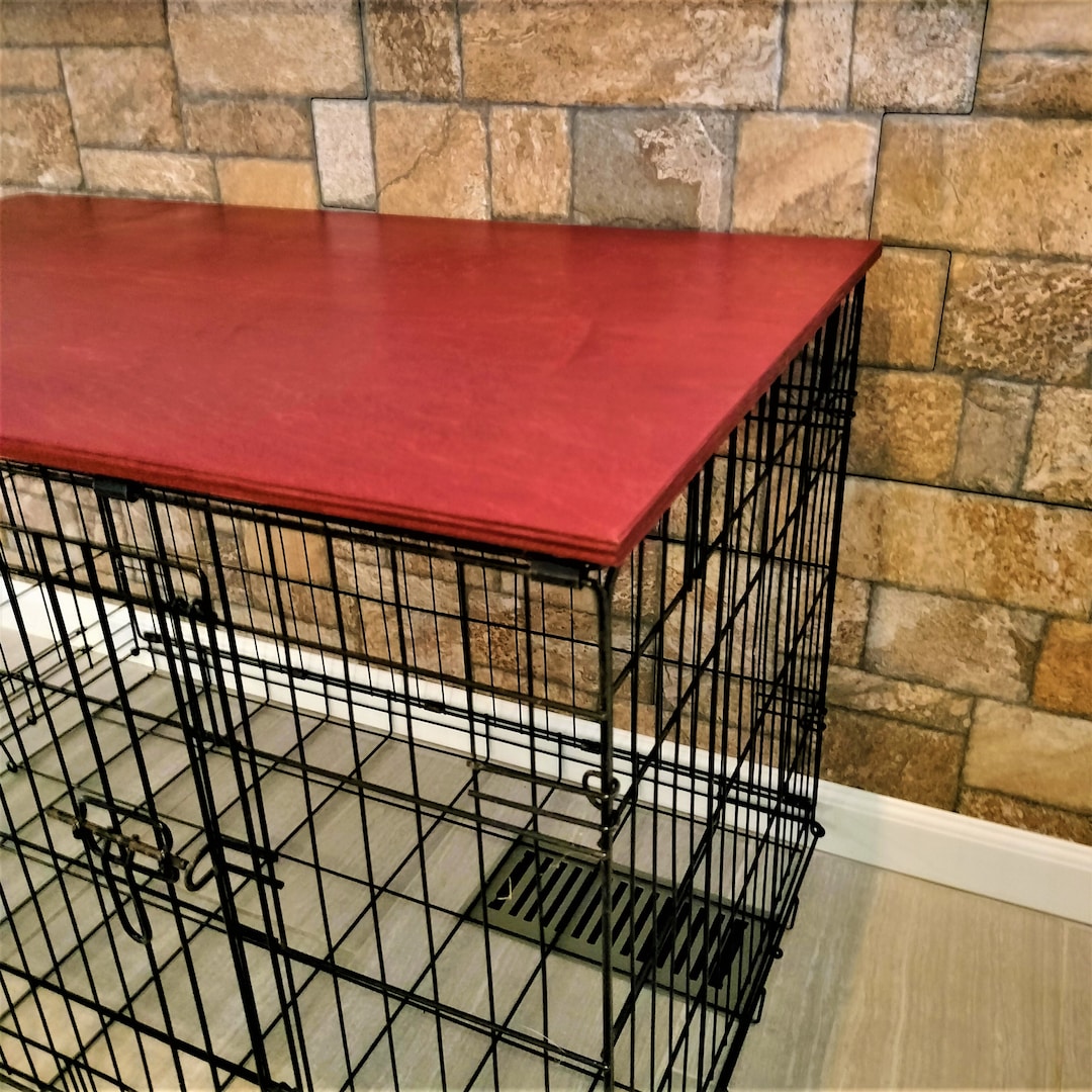 Simple and Stylish Wood Dog Crate Topper, Many Stain Options Secure Fit