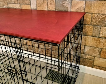 Wood Dog Crate Topper: Pet Kennel Cover, Space Saving Furniture