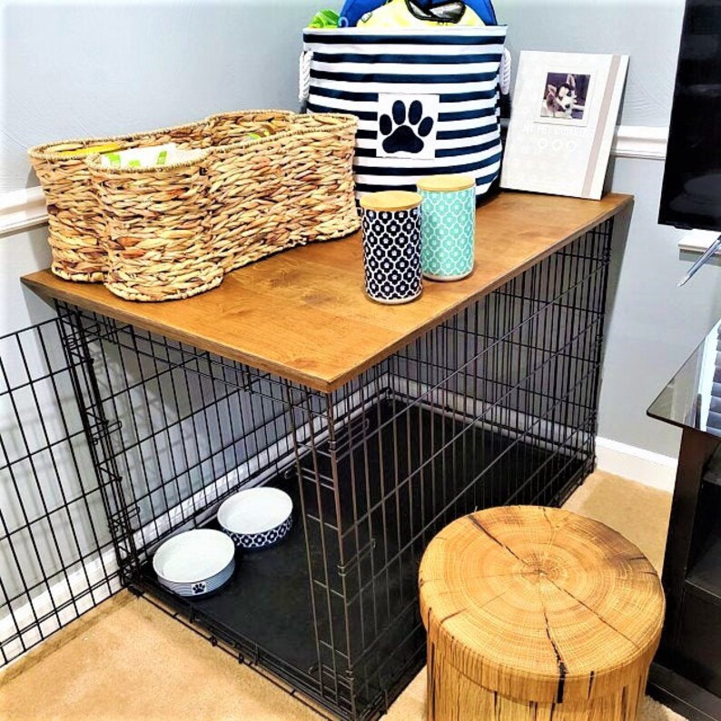 Dog Crate Topper Safety Lip Included Kennel Wood Table Top Etsy