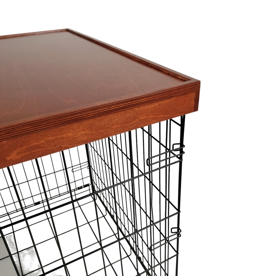 Photo inspiration: Bathroom Dog Crate With Top Cover Reference: Tall Edge And Top Lip Wood Dog Crate Topper Black
