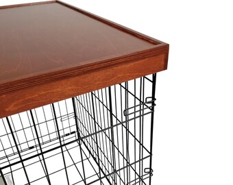 Black Cherry Wood Dog Crate Topper: Space-Saving Kennel Cover