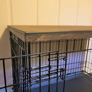 Dog Kennel Wood Top with safety lip, MEDIUM BROWN STAIN, handcrafted, dog crate topper, dog crate table top, custom made sizes available
