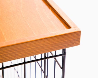 Handcrafted Mahogany Dog Crate Topper: Safety Lip Table Top