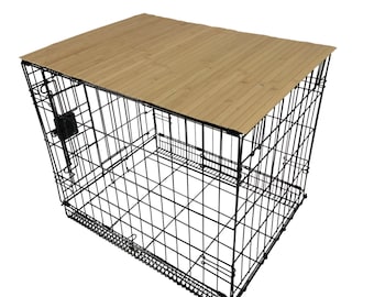 Bamboo Dog Crate Topper: Natural Finish Pet Kennel Cover
