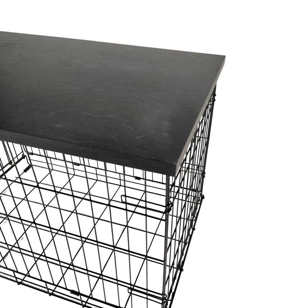 Picture of Ebony Wood Dog Crate Topper: Modern Pet Kennel Cover, Space Saving ...