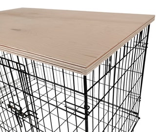 Unfinished Wood Dog Crate Topper: Modern Pet Kennel Cover