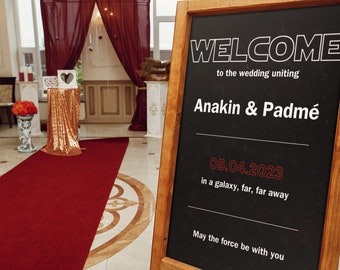Cartello di benvenuto per matrimonio di Star Wars