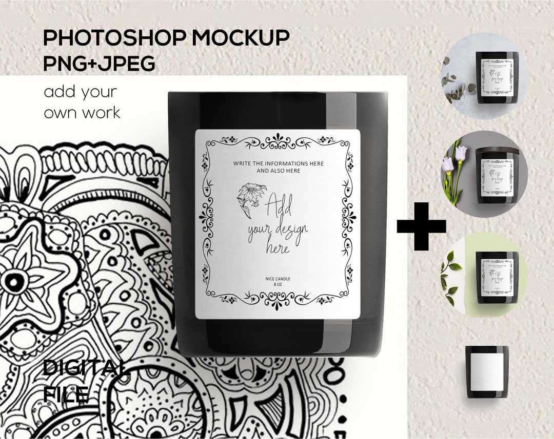 Black Jar Candle Mockup, Candle Label, Jar Label Mockup, Candle Mockup