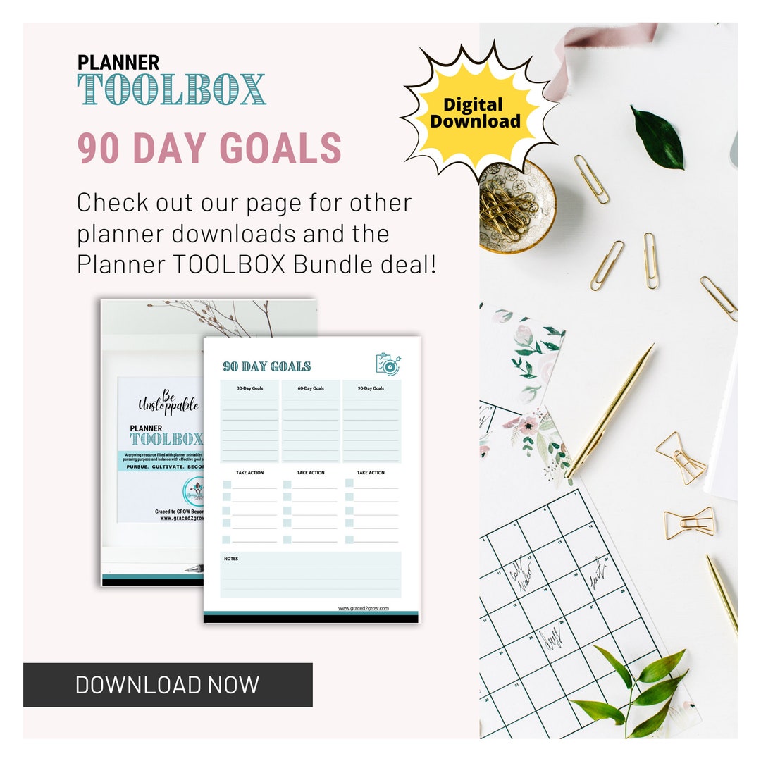 90-day Goal Planner | Printable Planner - Etsy